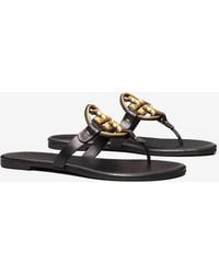 Tory Burch - Miller Nappa Leather Logo Sandals - Lyst