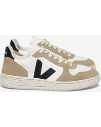 Veja - V-10 Leather And Suede Low-Top Sneakers - Lyst