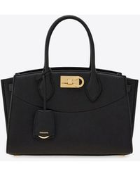 Ferragamo - Medium Studio North-West Leather Top Handle Bag - Lyst