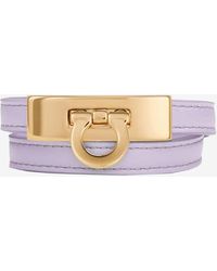 Ferragamo - Gancini Double-Twist Leather Bracelet - Lyst