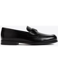Prada - Logo-Plaque Brushed Calf Leather Loafers - Lyst