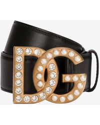 Dolce & Gabbana - Embellished Dg Logo Buckle Belt - Lyst