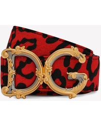 Dolce & Gabbana - Leopard Print Baroque Dg Logo Belt - Lyst