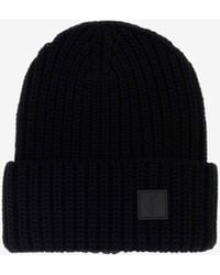 Saint Laurent - Logo Patch Knitted Beanie - Lyst