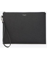 Saint Laurent - Leather Tablet Holder Bag - Lyst
