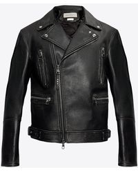 Alexander McQueen - Zip-Up Leather Biker Jacket - Lyst