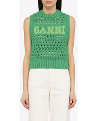 Ganni - Knitted Logo Sweater Vest - Lyst