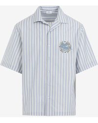 Etro - Striped Pegaso-Embroiered Bowling Shirt - Lyst