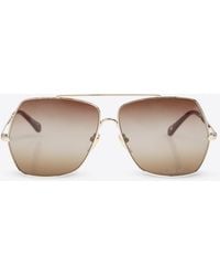 Chloé - Aly Metal Square-Framed Sunglasses - Lyst