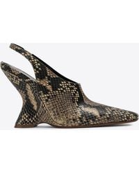 Dries Van Noten - 105 Snake-Effect Leather Wedge Pumps - Lyst