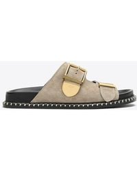 Chloé - Rebecca Suede Buckle-Detailed Slides - Lyst