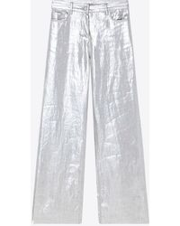 Max Mara - Malika Straight-Leg Metallic Linen Pants - Lyst