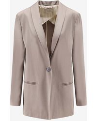 Alysi - Single-Breasted Satin Blazer - Lyst