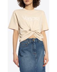 Versace - 1978 Re-Edition Logo Safety Pin Cropped T-Shirt - Lyst