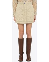 Burberry - A-Line Quilted Mini Skirt - Lyst