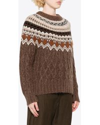 Moncler - Cable Knit Jacquard Sweater - Lyst