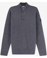 Stone Island - Logo Patch Wool Blend Sweater - Lyst
