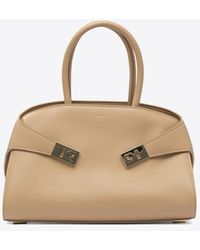 Ferragamo - Medium Hug Leather Top Handle Bag - Lyst