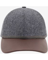 Brunello Cucinelli - Monili Strap Wool And Leather Baseball Cap - Lyst
