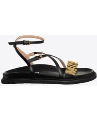Moschino - Logo Leather Sandals - Lyst