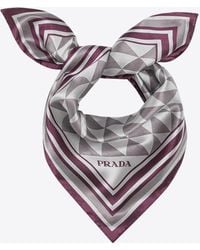 Prada - Geometric Print Silk Twill Scarf - Lyst