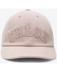 Chloé - Embroidered Logo Denim Cap - Lyst