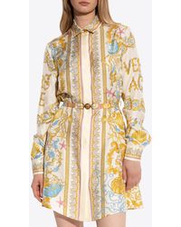 Versace - Underwater Barocco Print Mini Shirt Dress - Lyst