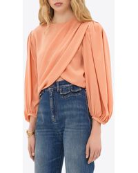 Chloé - Draped Silk Cropped Top - Lyst