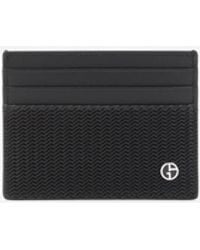 Giorgio Armani - Logo Plaque Textured Leather Cardholder - Lyst