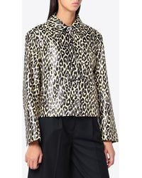 Jil Sander - Leopard Print Coated-Linen Jacket - Lyst