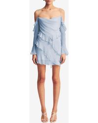 Shona Joy - Layla Cold-Shoulder Ruffled Mini Dress - Lyst