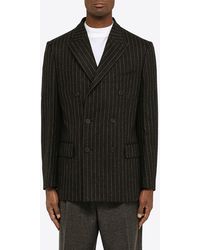 Golden Goose - Pinstriped Double-breasted Blazer In Wool - Lyst