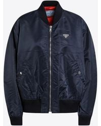 Prada - Logo-Plaque Zip-Up Jacket - Lyst