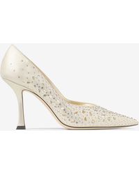 Jimmy Choo - Ziri 90 Openwork Shimmer Suede Pumps - Lyst