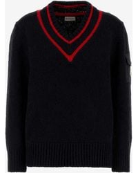 Moncler - Padded V-Neck Wool-Blend Sweater - Lyst