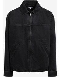 Loewe - Logo Patch Zip-Up Washed Denim Jacket - Lyst