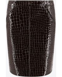 Tom Ford - Croc-Embossed Mini Leather Skirt - Lyst