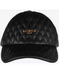 Balmain - Quilted Leather Baseball Cap - Lyst