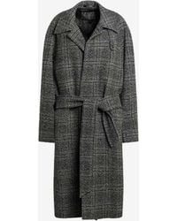 Balenciaga - Wool Check Belted Coat - Lyst