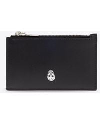 McQueen - Skull Print Leather Zip Cardholder - Lyst