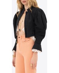 【限定セール！】 Jacket Silk Cropped Puff-Sleeve Chloé in Lyst | Blue ジャケット・アウター