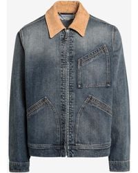 McQueen - Zip-Up Denim Jacket - Lyst