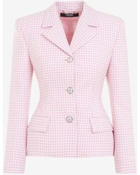 Versace - Checkered Single-Breasted Blazer - Lyst