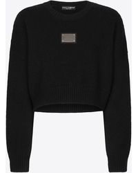 Dolce & Gabbana - Logo Plate Knitted Cashmere Sweater - Lyst