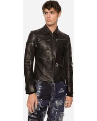 Dolce & Gabbana - Leather Zip-Up Jackets - Lyst