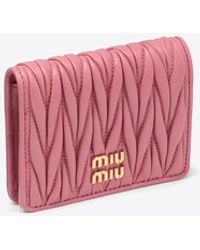 Miu Miu - Logo Plaque Quilted Leather Wallet - Lyst