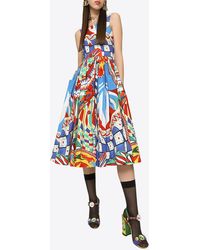 Dolce & Gabbana - Carretto Print Midi Poplin Dress - Lyst