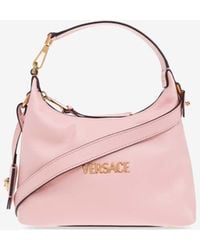 Versace - Tag Hobo Leather Shoulder Bag - Lyst