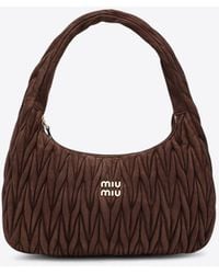 Miu Miu - Xl Wander Quilted Suede Top Handle Bag - Lyst