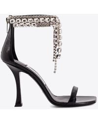 Jimmy Choo - Verity 100 Crystal Embellished Leather Sandals - Lyst